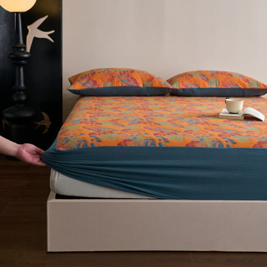 Yarn-dyed Jacquard Cotton Gauze Breathable Fitted Sheet