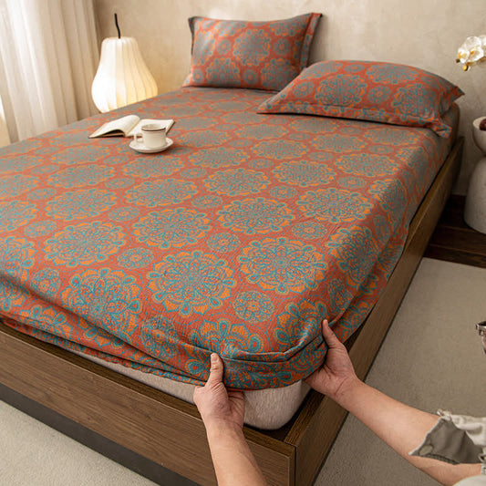Cotton Gauze Jacquard Retro Soft Fitted Sheet