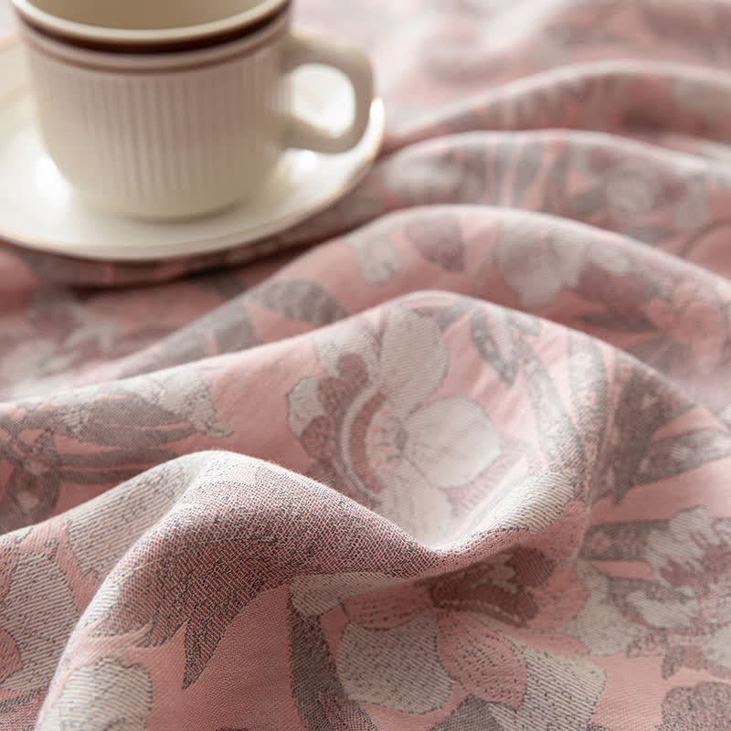 Double Layer Gauze Jacquard Floral Fitted Sheet