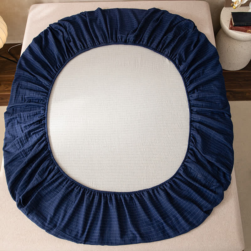 Simple Solid Color Double Layer Gauze Fitted Sheet