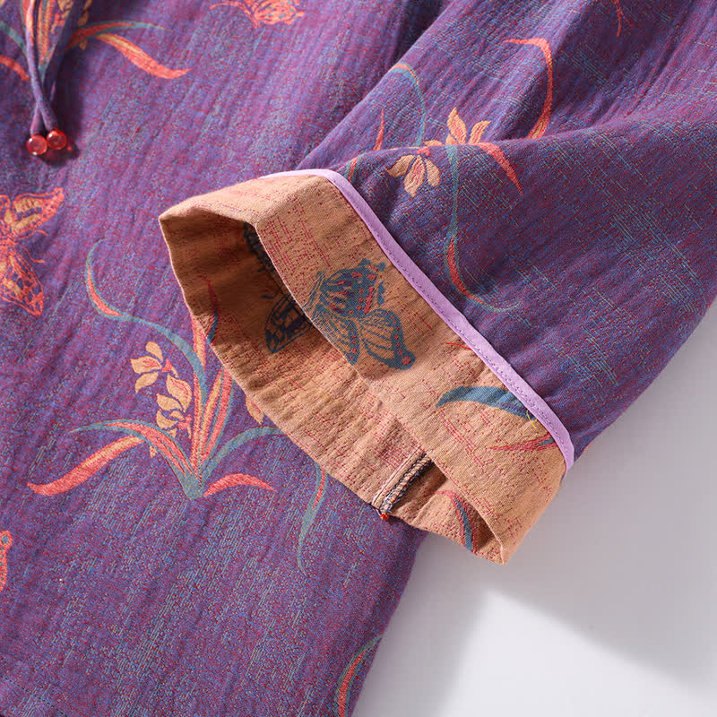 Rural Orchid Grass Cotton Gauze Nightwear Set