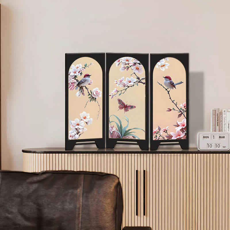 Rural Wooden Foldable Screen Desktop Ornament