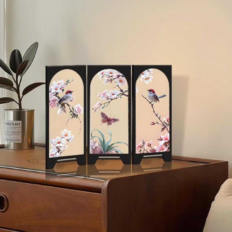 Rural Wooden Foldable Screen Desktop Ornament