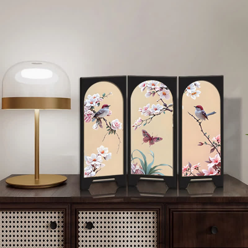 Rural Wooden Foldable Screen Desktop Ornament