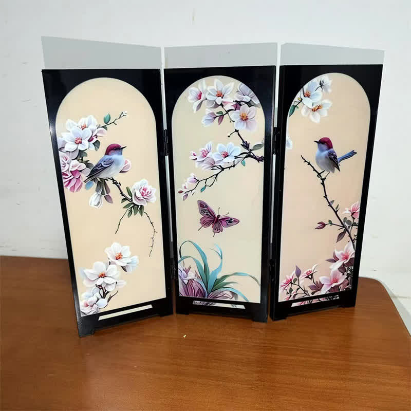 Rural Wooden Foldable Screen Desktop Ornament