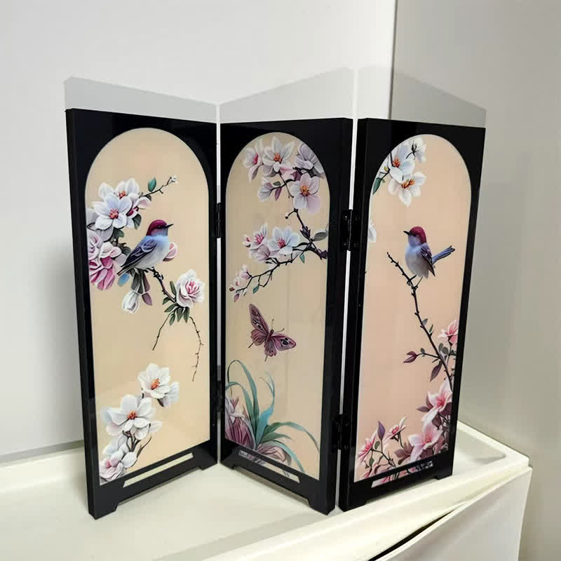 Rural Wooden Foldable Screen Desktop Ornament