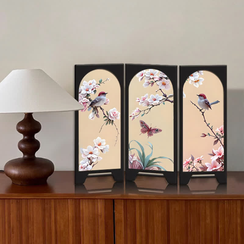 Rural Wooden Foldable Screen Desktop Ornament