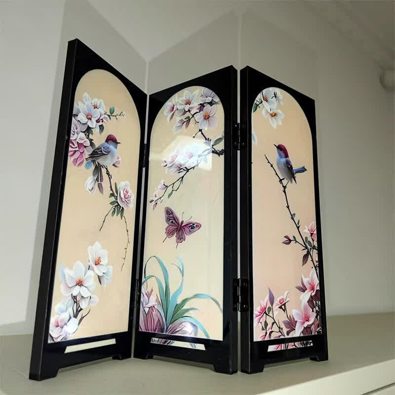 Rural Wooden Foldable Screen Desktop Ornament