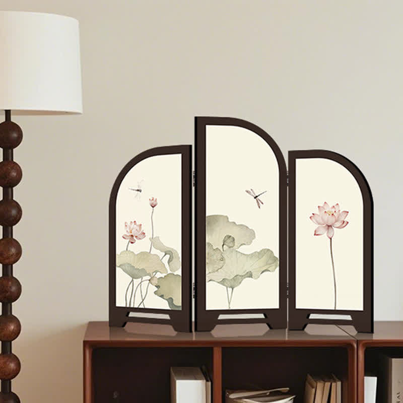Pastoral Lotus Foldable Screen Desktop Ornament