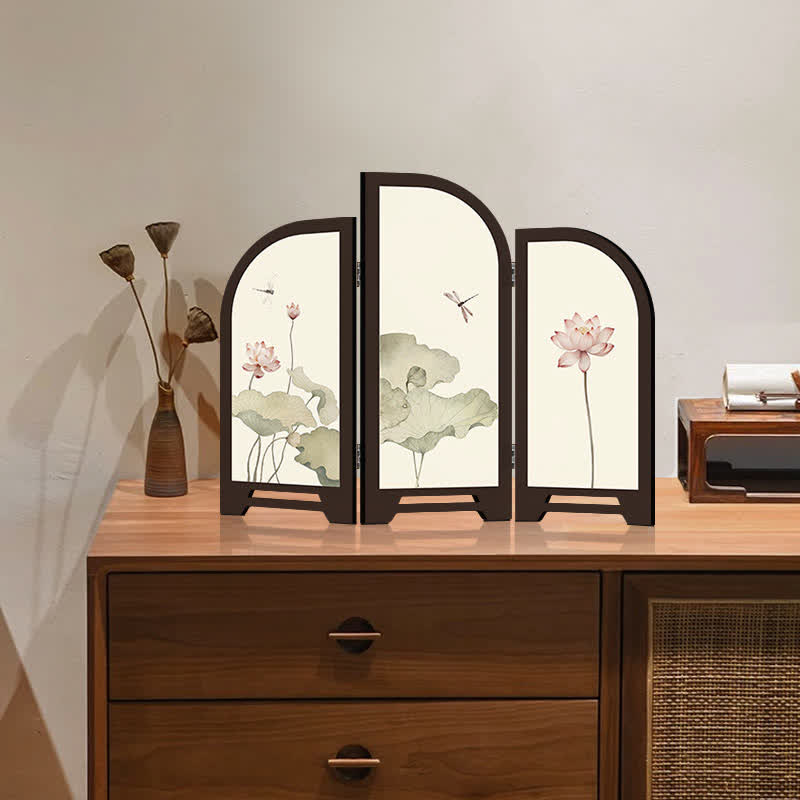 Pastoral Lotus Foldable Screen Desktop Ornament