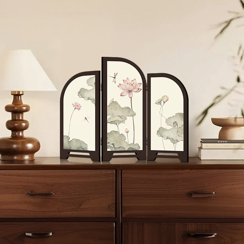 Pastoral Lotus Foldable Screen Desktop Ornament