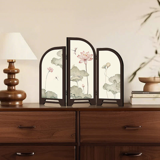Pastoral Lotus Foldable Screen Desktop Ornament