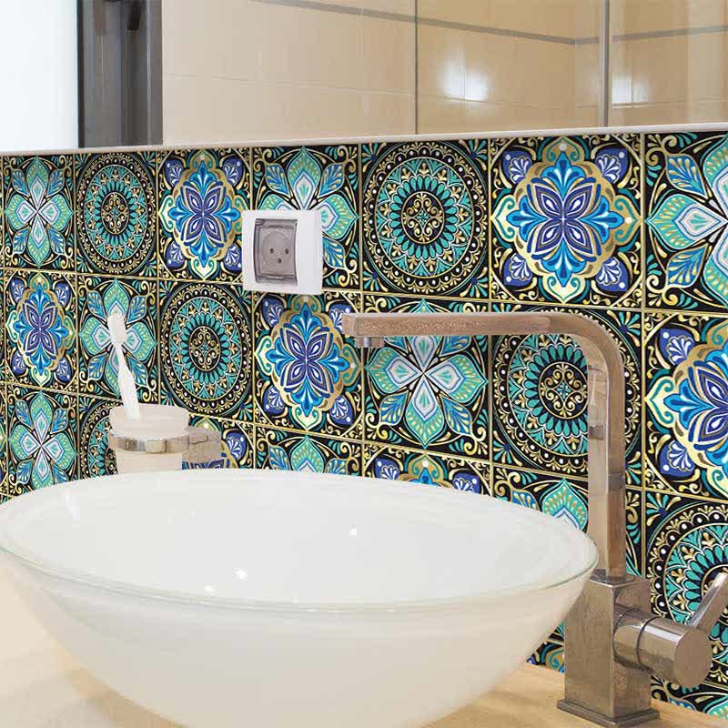 Mandala Style Waterproof Backsplash Tile Decals