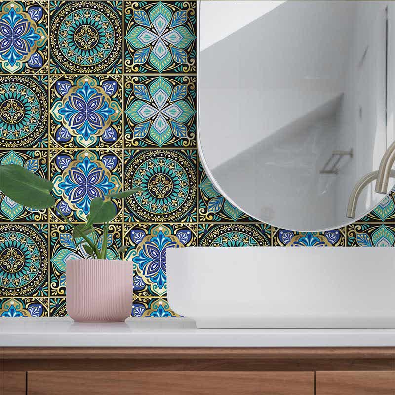 Mandala Style Waterproof Backsplash Tile Decals