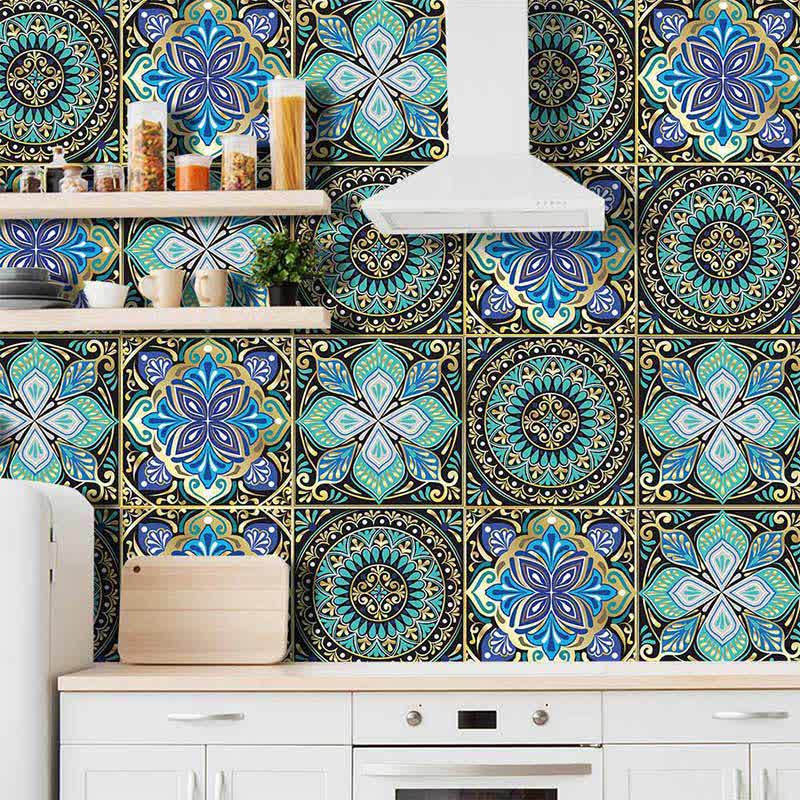 Mandala Style Waterproof Backsplash Tile Decals