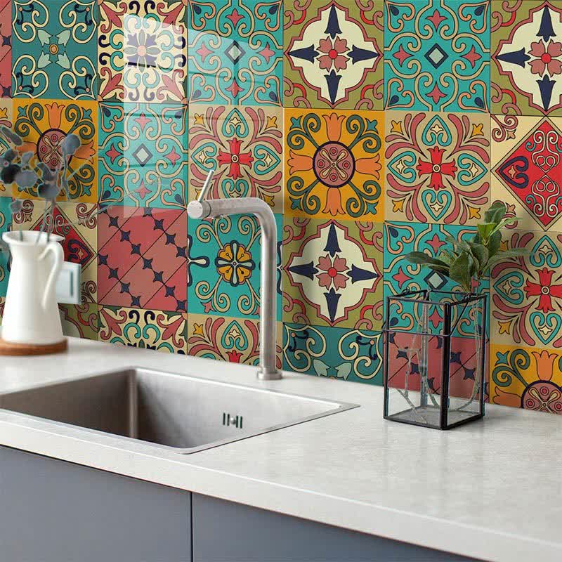 Colorful Moroccan Removable Backsplash Tile Sticker