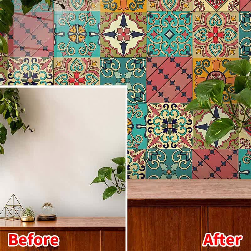 Colorful Moroccan Removable Backsplash Tile Sticker