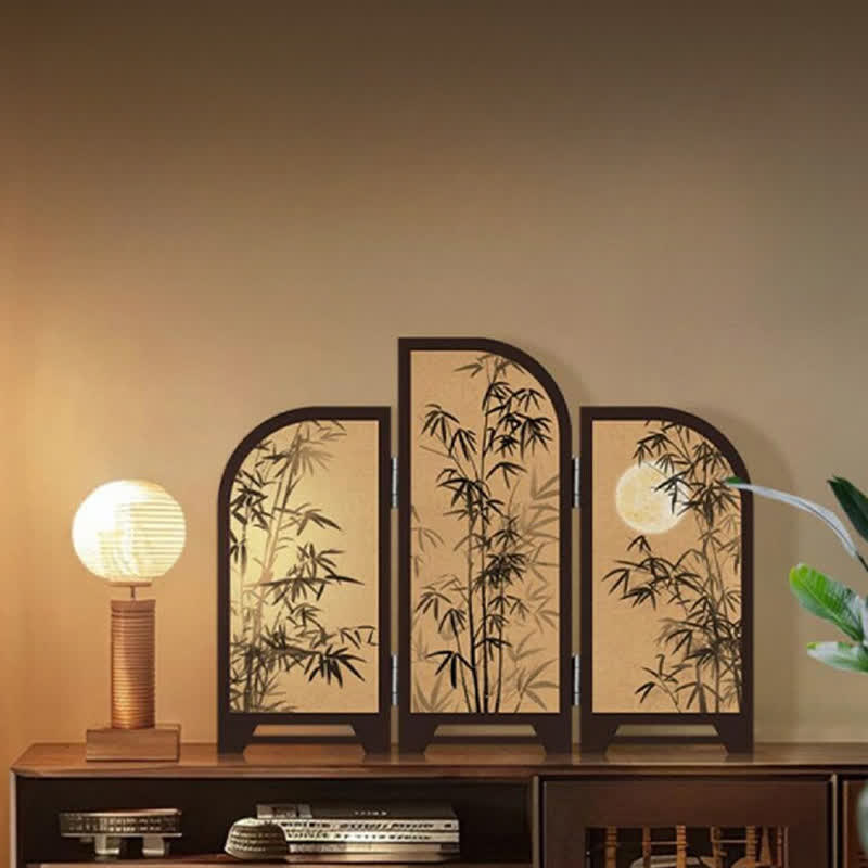 Vintage Bamboo Foldable Screen Desktop Ornament
