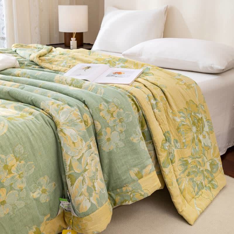 Yarn-dyed Cotton Gauze Jacquard Floral Quilt