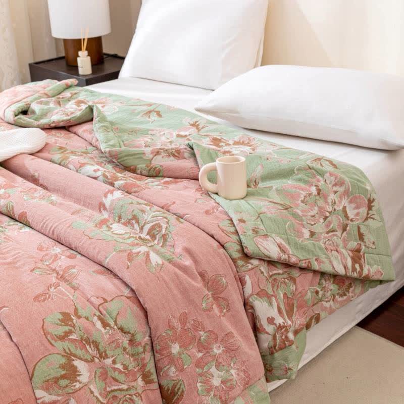Yarn-dyed Cotton Gauze Jacquard Floral Quilt