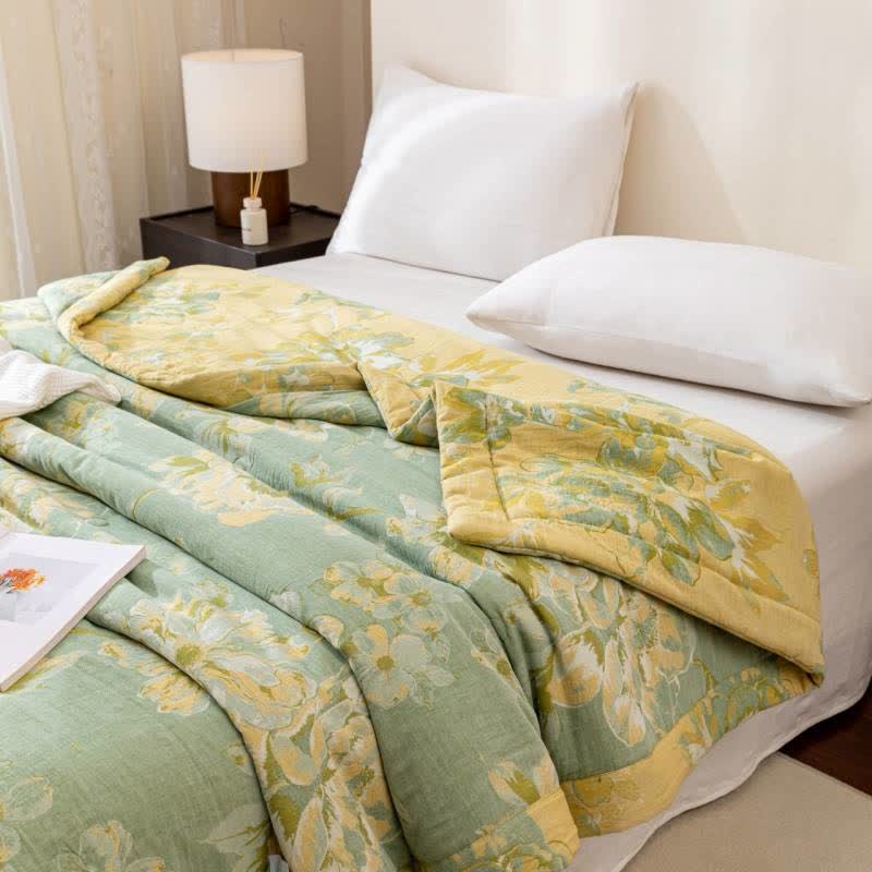 Yarn-dyed Cotton Gauze Jacquard Floral Quilt