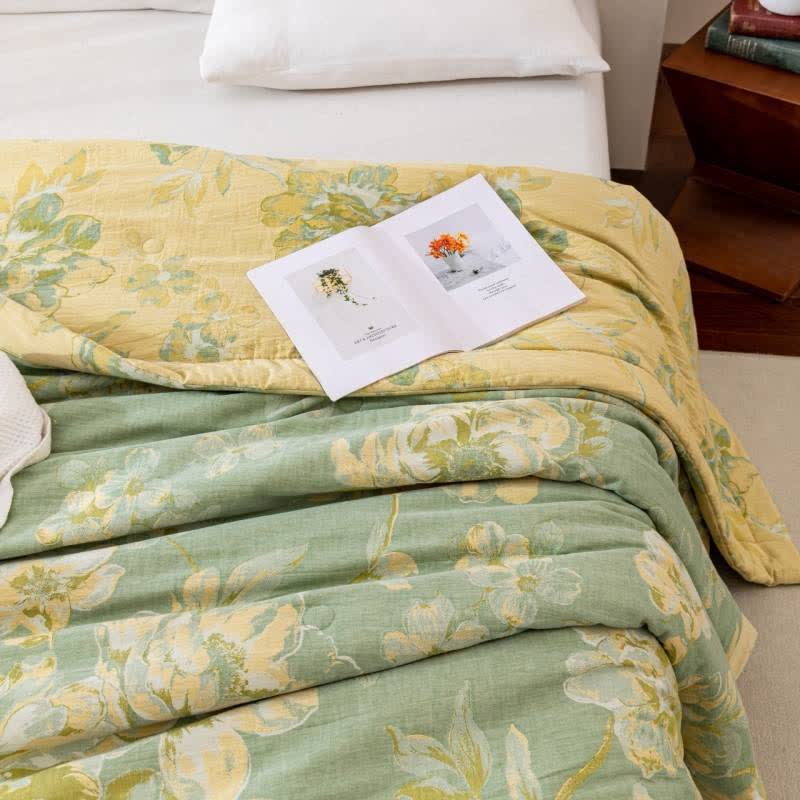 Yarn-dyed Cotton Gauze Jacquard Floral Quilt
