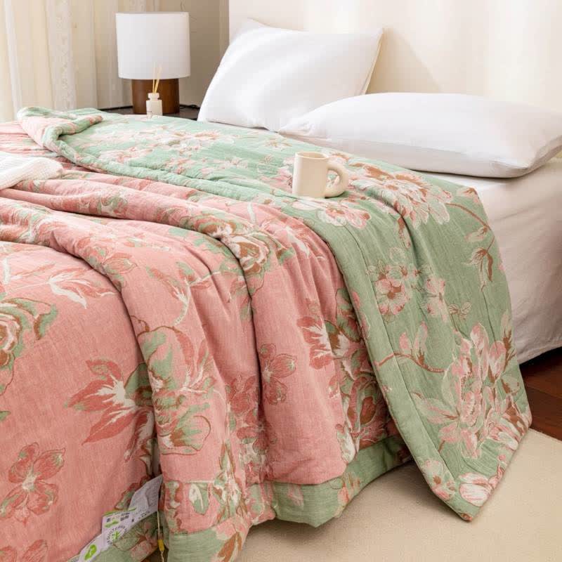Yarn-dyed Cotton Gauze Jacquard Floral Quilt