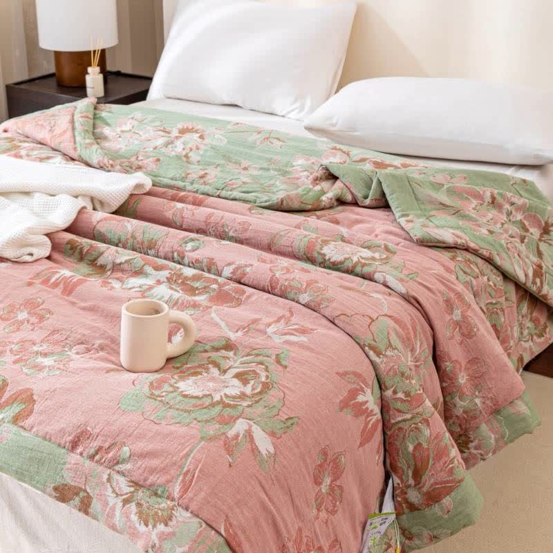 Yarn-dyed Cotton Gauze Jacquard Floral Quilt
