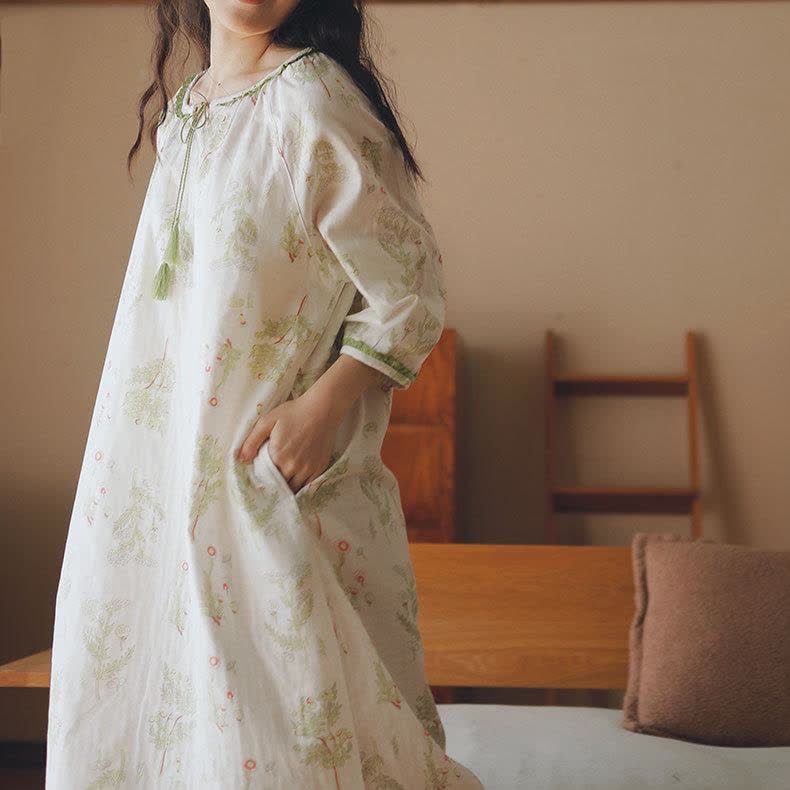 Refresh Floral Cotton Gauze Soft Nightdress
