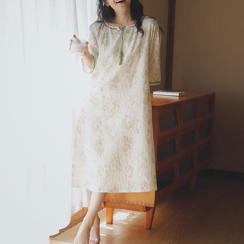 Refresh Floral Cotton Gauze Soft Nightdress