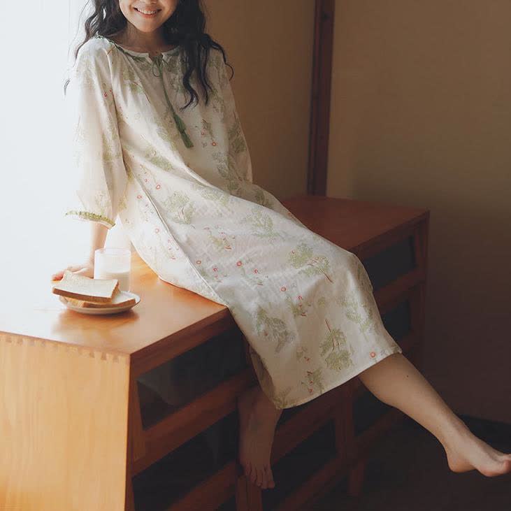 Refresh Floral Cotton Gauze Soft Nightdress
