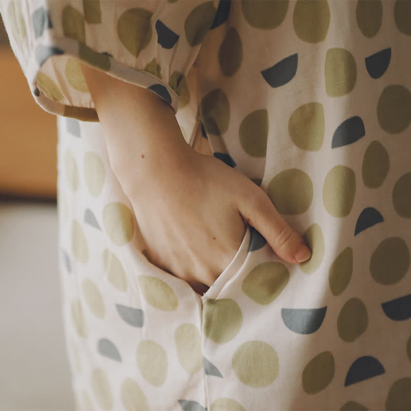 Round-neck Geometric Cotton Gauze Nightdress