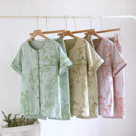 Rural Bamboo Cardigan Pure Cotton Pajama Set