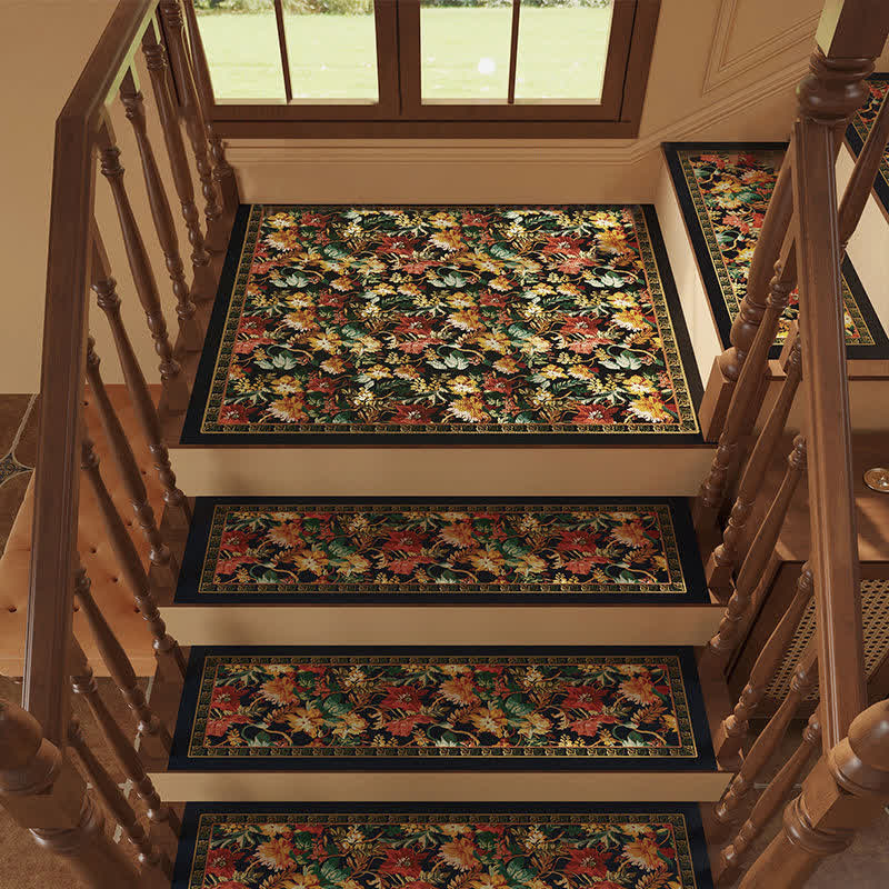 Floral Diatom Mud Non-slip Stair Tread Carpet