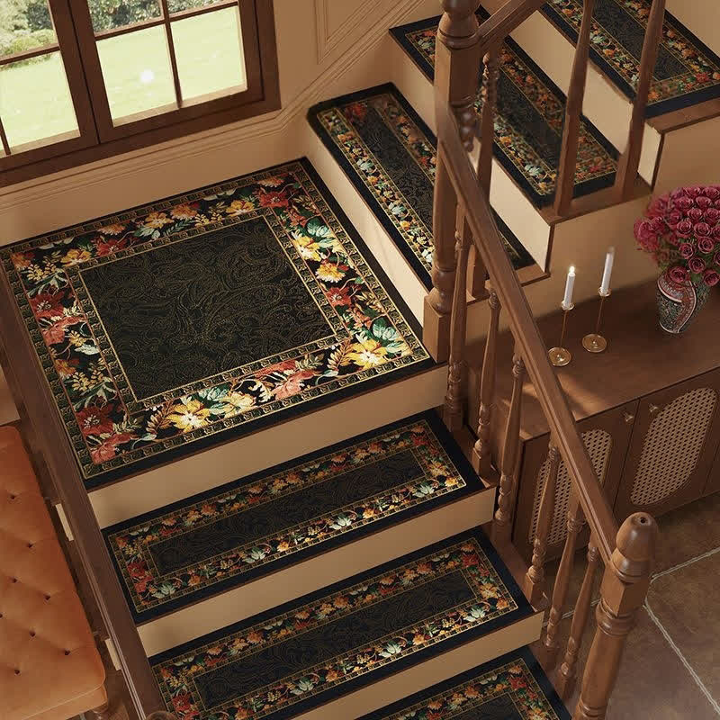 Floral Diatom Mud Non-slip Stair Tread Carpet