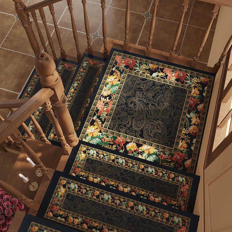 Floral Diatom Mud Non-slip Stair Tread Carpet