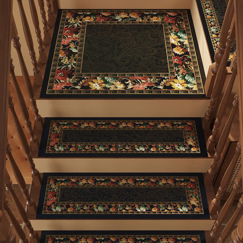 Floral Diatom Mud Non-slip Stair Tread Carpet