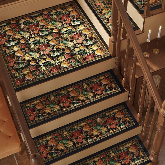 Floral Diatom Mud Non-slip Stair Tread Carpet