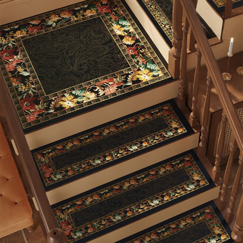 Floral Diatom Mud Non-slip Stair Tread Carpet