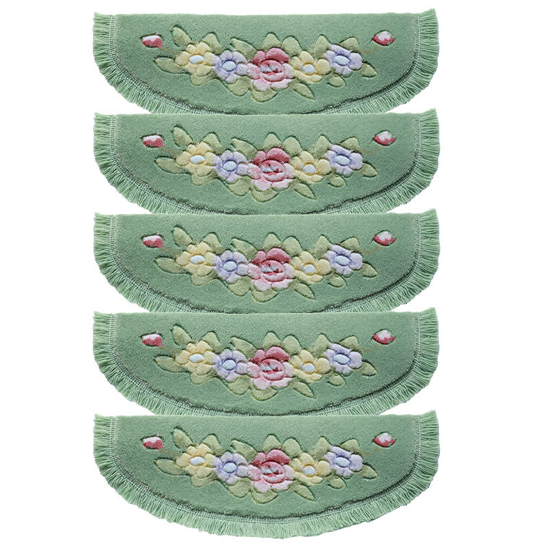 Floral Tassel Non-Slip Carpet Stair Treads