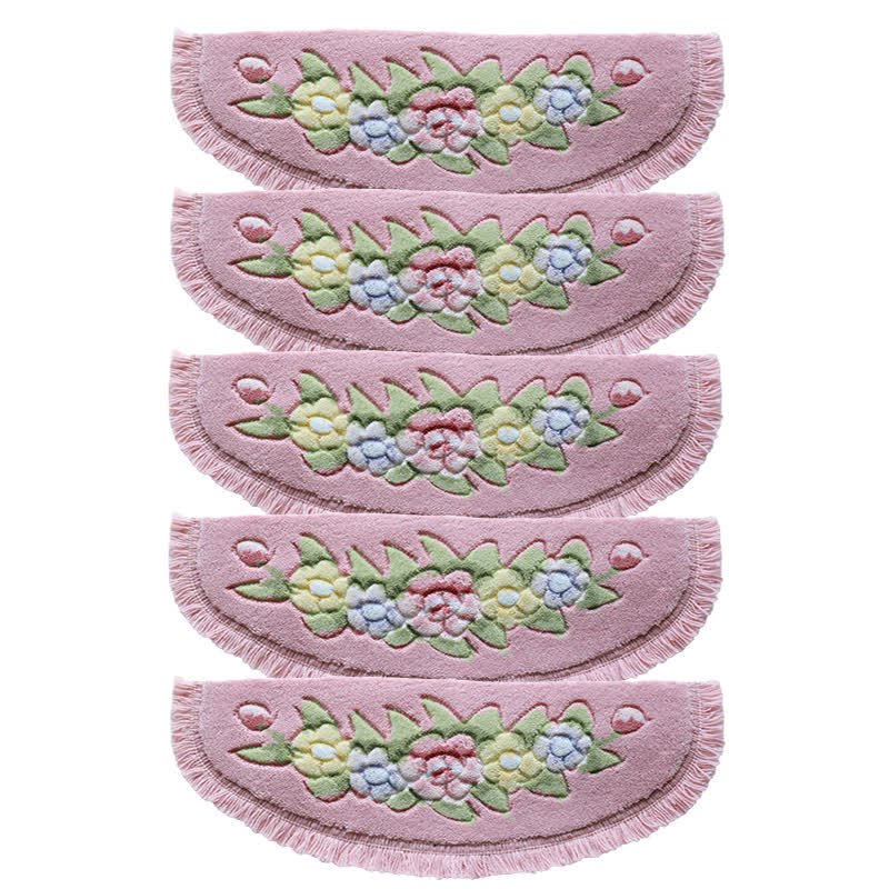 Floral Tassel Non-Slip Carpet Stair Treads