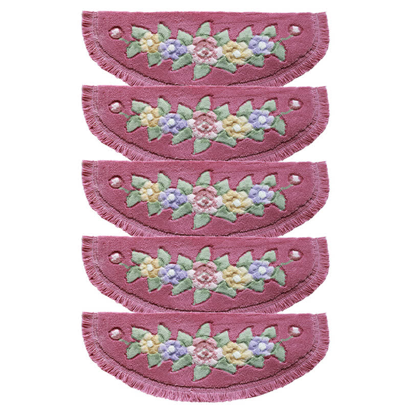 Floral Tassel Non-Slip Carpet Stair Treads