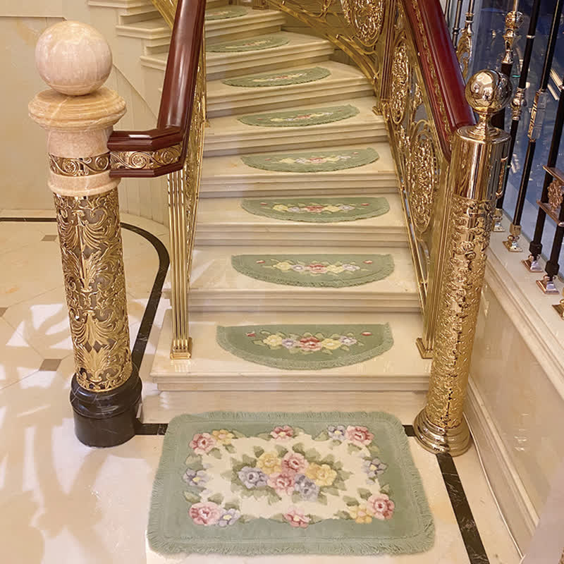 Floral Tassel Non-Slip Carpet Stair Treads