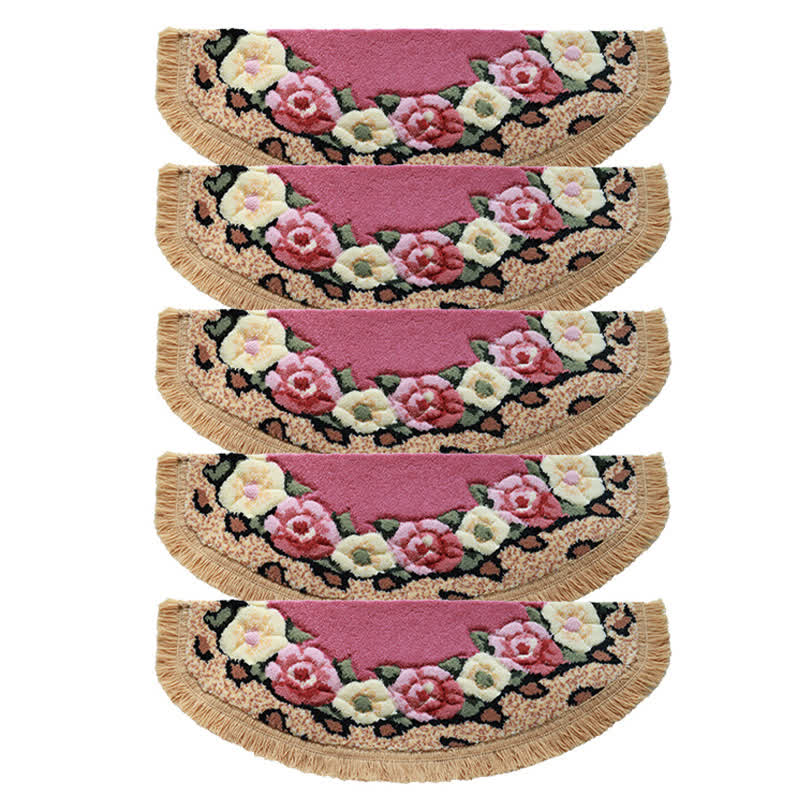 Floral Tassel Non-Slip Carpet Stair Treads