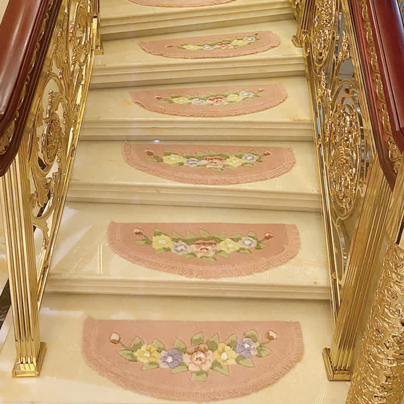 Floral Tassel Non-Slip Carpet Stair Treads
