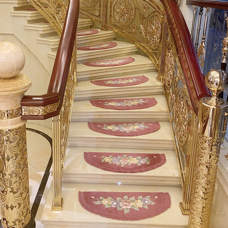 Floral Tassel Non-Slip Carpet Stair Treads