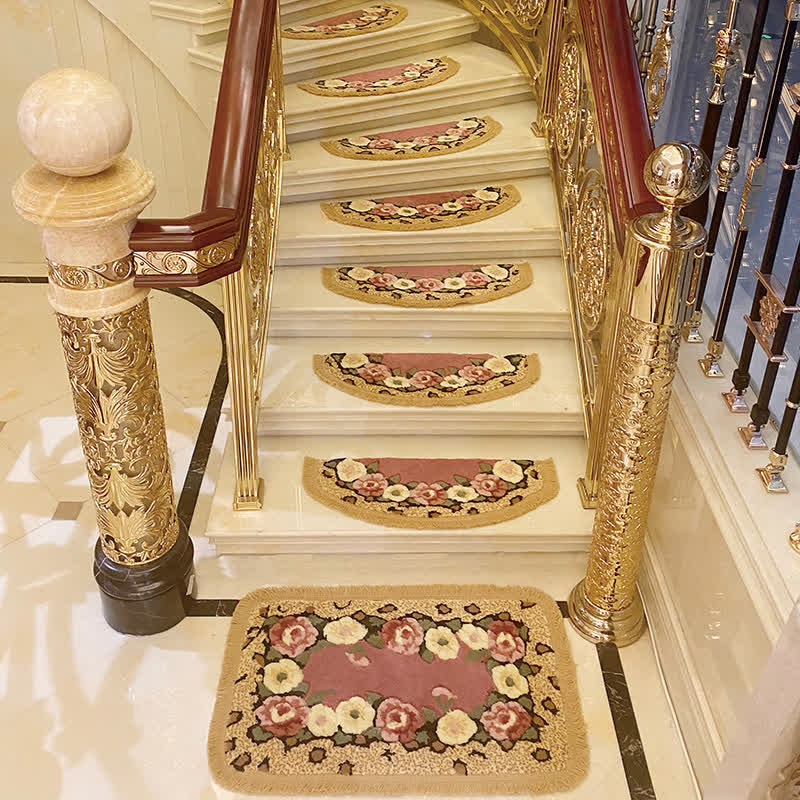 Floral Tassel Non-Slip Carpet Stair Treads