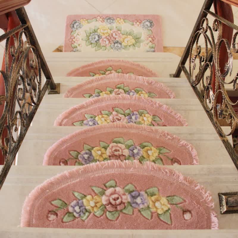 Floral Tassel Non-Slip Carpet Stair Treads
