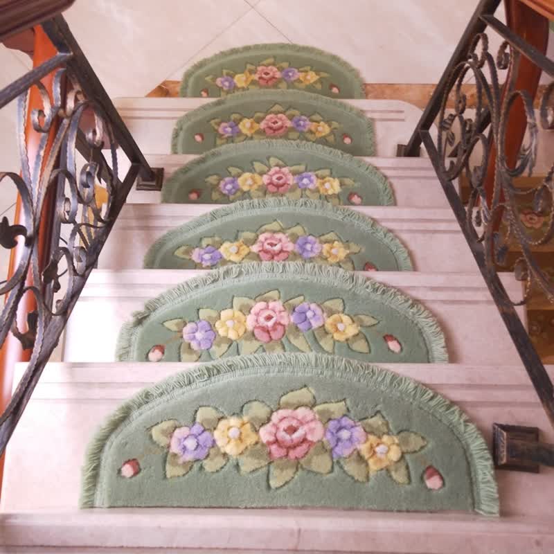 Floral Tassel Non-Slip Carpet Stair Treads