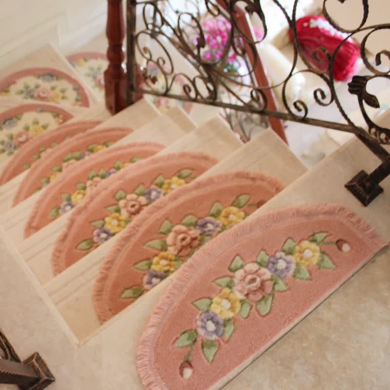Floral Tassel Non-Slip Carpet Stair Treads